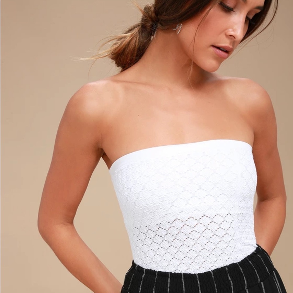 Free People White Honey Textured Tube Top